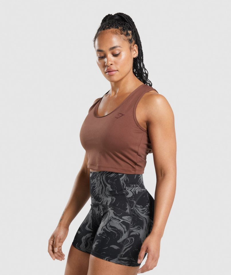 Podkoszulki Gymshark GS Power Open Back Cropped Damskie Brązowe | PL 594MRD